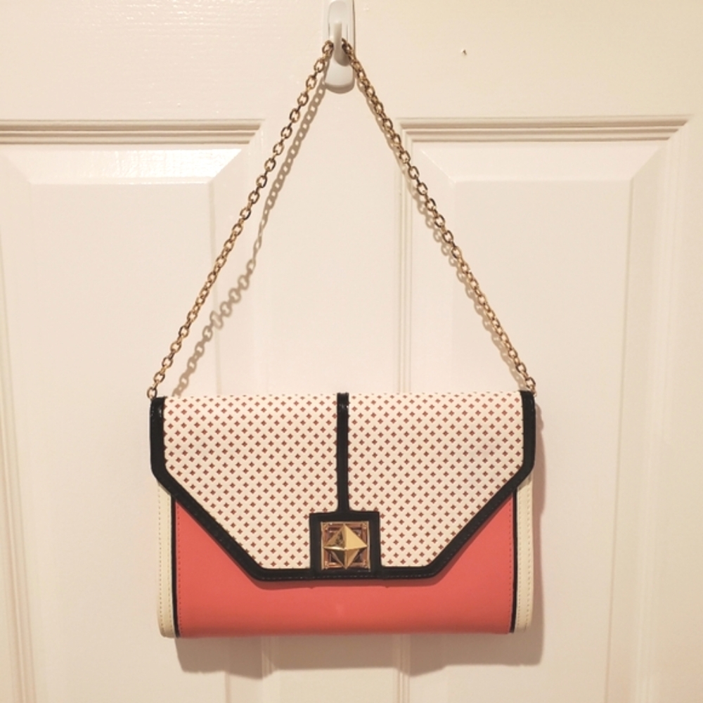 NWOT - Pink and cream clutch/shoulder bag